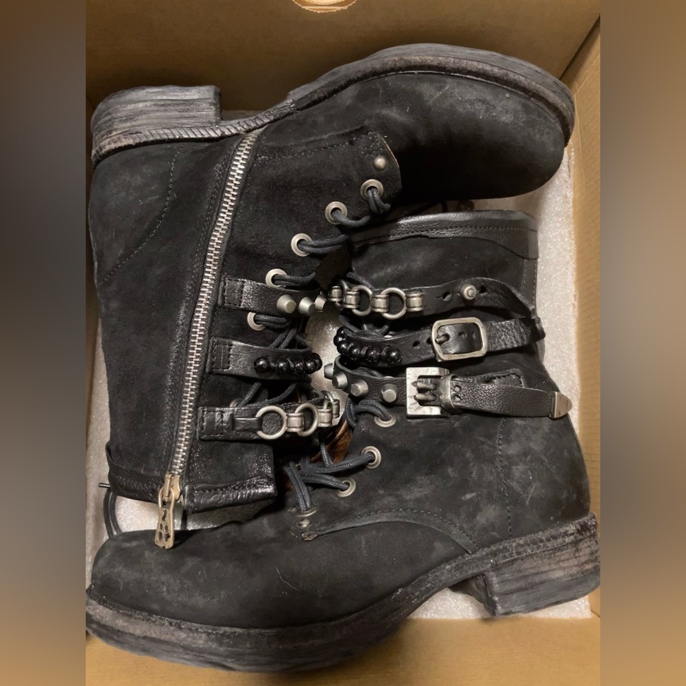 A.S 98 Lace Up Studded Ankle Moto Women's Boots Size US 6.5-7 Eu 37